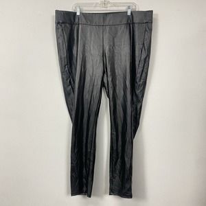 Lane Bryant Women's Black‎ Faux Leather Elastic Waist Dress Pants Size 22/24